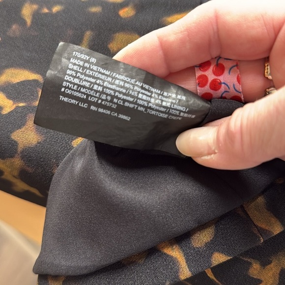 Theory Shift Dress in Brown Multi Tortoiseshell Printed Crepe Dress Size 8 - Picture 4 of 14